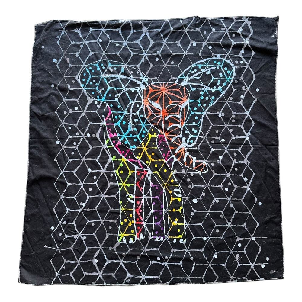 Handmade Batik Elephant Wall Art Geometric Window Art Hippie Gift Brand New